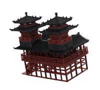 Feng Shui， Miniature Twin Pagoda Pavilion Ornament for Micro Landscape Indoor Outdoor Bonsai Garden Decoration Traditional Chinese Architecture Aquarium Decor