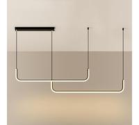 Feng Shui， Minimalist Black Chandelier Linear Pendant Lighting Ceiling Fixture Ceiling Light Dining Table Lamp Long Strip Hanging Chandeliers for Living Room Bedroom Office Lamps (Color : 6000K, Size