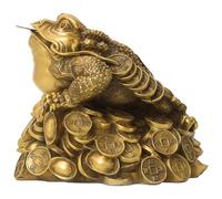 Feng Shui Money Frog Money Toad Lucky Fortune Frog, Brass Treasure Pot Statue Attract Fortune Good Luck, Home Living Room Housewarming Opening Craft Good Luck Gift,