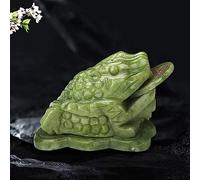 Feng Shui Money Frog Statue - Jade Three-Legged Toad Figurine, Good Luck Wealth Sculpture, Prosperity Home Decor, Desktop Decoration Gift for Abundance