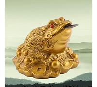 Feng Shui Money Frog Statue, Three-legged Feng Shui Frog for Prosperity, Money-making Symbol, Gold Three-legged with Big Dipper, Red Eyes for Good Luck
