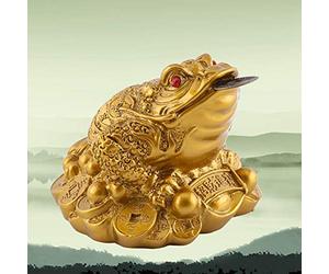 Feng Shui Money Frog Statue, Three-legged Feng Shui Frog for Prosperity, Money-making Symbol, Gold Three-legged with Big Dipper, Red Eyes for Good Luck