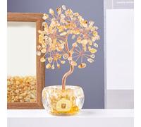 Feng Shui Money Tree, Citrine Crystal Money Tree Artificial Crystal Bonsai Decor for Wealth Luck Home Office Desk Decoration (Yellow)