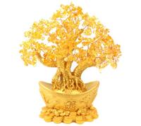Feng Shui Money Tree Citrine Gemstone Golden Crystal Lucky Tree for Wealth Fortune Prosperity Success DIY Home Decoration