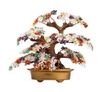 Feng Shui Money Tree Large Pine Tree Style Crystal Quartz Lucky Tree Gem Tree for Office Home Feng Shui Decoration for Wealth/Fortune and Luck (Multicolored)