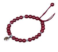 Feng Shui Natural Cinnabar Quartz Silver Pendant Buddhist 6mm Crystal Beaded Good Luck Amulet Adjustable Unisex,Purple Cinnabar