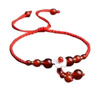 Feng Shui Natural Gemstone, 2Pcs Anklet Natural Agate Crystal Flower Charm Adjustable Red Lucky Wealth Amulet Handmade Buddhist Ankle Women
