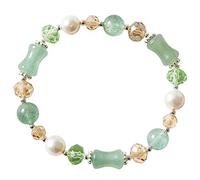 Feng Shui Natural Gemstone Green Strawberry Quartz Pearl Birthstone Multi-Gem Chakra Crystal Stretchy Beaded for Women