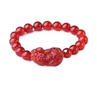 Feng Shui Natural Gemstone, Lucky One Ancient Coin Charm Natural Red Agate Balance Red Onyx Beaded Vacation Jewelry Wealth Amulet Attract Money Prosperity Luck,8mm
