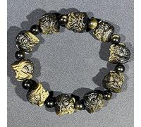 Feng Shui Natural Gold Obsidian Auspicious Lion Head Beaded 8mm Crystal Spacer Beads Talisman Chakra Stones Good Luck Amulet Unisex,10 Lion Beads