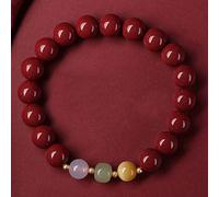 Feng Shui Natural Stone Cinnabar Lucky Charm for Women Reiki Chakra Gemstone Talisman Stone Jewelry Attract Wealth Good Luck,A,8mm