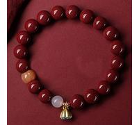 Feng Shui Natural Stone Cinnabar Lucky Charm for Women Reiki Chakra Gemstone Talisman Stone Jewelry Attract Wealth Good Luck,D,10mm