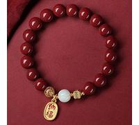 Feng Shui Natural Stone Cinnabar Lucky Charm for Women Reiki Chakra Gemstone Talisman Stone Jewelry Attract Wealth Good Luck,B,10mm