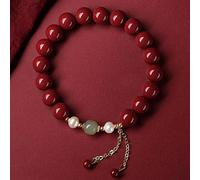 Feng Shui Natural Stone Cinnabar Lucky Charm for Women Reiki Chakra Gemstone Talisman Stone Jewelry Attract Wealth Good Luck,F,6mm