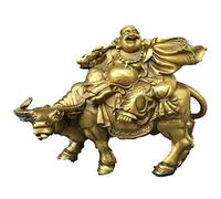 Feng Shui Opening Pure Copper Riding Cattle Maitreya Buddha Ornaments Riding Cows laughing Buddha Yuanbao Maitreya Buddha statue lucky town house home Feng Shui