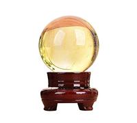 Feng Shui Ornaments 10cm Natural Citrine Calcite Quartz Crystal Sphere Citrine Ball Healing Gemstone Wooden Stand witchcraft (13cm)