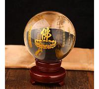 Feng Shui Ornaments Buddha Crystal Ball Statue Crystal Crafts Sutra Of The Great Compassion Mantra Decoration, For Your Living Room Office Buddhist Supplies (12cm)