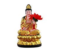 Feng Shui Ornaments Buddha Statue Ornaments Holding Red Flowers Chinese Home Worship Statue Feng Shui Gift Protect House Peace Wealth Decoration Suitable for Home Office Hotel God of Fortune good