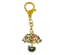 Feng Shui Peach Tree With Monkey And 9 Coins Keychain Peach Tree Keychain Bring Good Luck w5660, Gold, 10.5*3.6*4cm