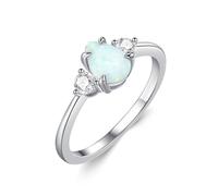 Feng Shui Pear Shape Opal Ring for Women 1 Carat 925 Sterling Silver Opal Gemstone Engagement Ring with Cubic Zirconia Ring Sizes 4-12