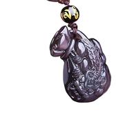 Feng Shui Pendant,Feng Shui Lucky Money Bag Wealth Couple Necklace Natural Black Obsidian Crystal Necklace Protection Talisman Prosperity Money Good Luck,Beads Rope Pendant necklace (Color : Bea