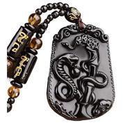Feng Shui Pendant,Feng Shui Obsidian Animal Pendant Wealth Necklace Chakra Crystal Amulet Lucky Wealth Ward Off Evil Spirits Necklace for Maximum Lucky Money Wealth,Dog Pendant necklace (Color