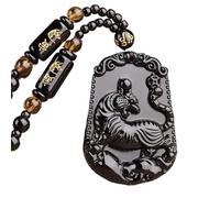 Feng Shui Pendant,Feng Shui Obsidian Animal Pendant Wealth Necklace Chakra Crystal Amulet Lucky Wealth Ward Off Evil Spirits Necklace for Maximum Lucky Money Wealth,Dog Pendant necklace (Color