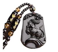 Feng Shui Pendant,Feng Shui Obsidian Animal Pendant Wealth Necklace Chakra Crystal Amulet Lucky Wealth Ward Off Evil Spirits Necklace for Maximum Lucky Money Wealth,Dog Pendant necklace (Color