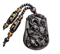 Feng Shui Pendant,Feng Shui Obsidian Animal Pendant Wealth Necklace Chakra Crystal Amulet Lucky Wealth Ward Off Evil Spirits Necklace for Maximum Lucky Money Wealth,Dog Pendant necklace (Color