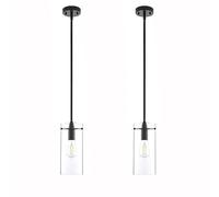 Feng Shui， Pendant Lamps American Hanging Lamp Clear Light Glass Lampshade Ceiling Lamp Cylindrical Metal Fittings Adjustable Chandelier for Restaurant Living Room Kitchen Island Lantern Lighting Made