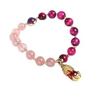 Feng Shui Pi Yao Bracelet for Love & Prosperity | Chakra Healing Crystal Bangle with Strawberry Quartz & Tiger Eye for Men & Women
