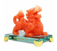 Feng Shui Pi Yao/Pi Xiu Wealth Porsperity Statue + Free Prosperity Protection Set of 10 Lucky Charm Ancient Coins on Red String ,Feng Shui Decor