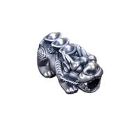 Feng Shui Pixiu Bead - 1Pc Antique Silver Spacer Bead for DIY Bracelets & Necklaces, Sterling Silver Wealth Amulet, Cinnabar Good Luck Charm, Small Size