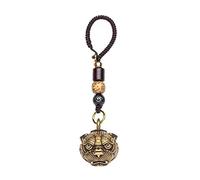 Feng Shui Pixiu Head Bell Keychains for Women and Men - Brass Pi Xiu Pi yao Car Key Chain for Wealth Porsperity Success and Good Luck Fortune, Bronze, S