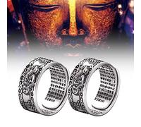 Feng Shui Pixiu Mantra Ring, 2PCS Adjustable Feng Shui Ring - for Wealth and Protection Good Luck, Anillo Feng Shui de la Buena Suerte (B-Pixiu Silver,One Size)