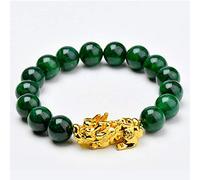 Feng Shui Pixiu Wealth Bracelet Gold Pi Yao Genuine Dry Green Jade Crystal Bracelet for Healing Prosperity Chakra Gemstone Talisman for Money Luck Happiness/1990, 21213