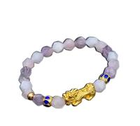 Feng Shui Pixiu Wealth Bracelet - Vietnamese Gold Piyao Crystal Bracelet with Blue Enamel Spacer & Morganite - Seven Chakra Gemstone Talisman for Money Luck & Protection for Women