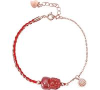 Feng Shui/Piyao Wealth Natural Cinnabar Jade Red Purple Sand Cinnabar Beads Adjustable Chinoiserie Raw Ore Attract Luck Bring Prosperity