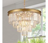 Feng Shui， Plug-in Crystal Pendant Light,Gold Mini Chandeliers 12”/30cm Modern Ceiling Pendant Light Fixture for Dining Room Small Ceiling Hanging Lamp for Bedroom Kitchen Island Entryway