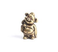 Feng Shui Pure Brass craft Canopy Marshal pig eight ring bronze Carving key Chain car Ornaments Hanging Ornaments crafts Collection