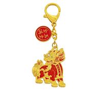 Feng Shui Red Big Auspicious Pi Yao Keychain Red Lion Red Sign Keychain, Red, 11.8*3.8*5.5cm