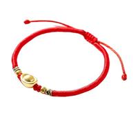 Feng Shui Red String Bracelet with Gold-Plated Ingot Charm - Adjustable Handmade Wealth Amulet for Men and Women(Red)