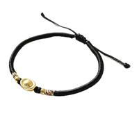 Feng Shui Red String Bracelet with Gold-Plated Ingot Charm - Adjustable Handmade Wealth Amulet for Men and Women(Black)