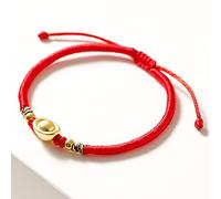 Feng Shui Red String Gold-Plated Ingot Charm Red Lucky Handmade Buddhist Wealth Amulet Talisman Women Men,Red