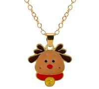 Feng Shui， Reindeer and Festive Figure Necklace Yuletide Hand-Painted Enamel Bells Artisan Craft Jewelry Gift for Close Companions