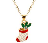 Feng Shui， Reindeer and Festive Figure Necklace Yuletide Hand-Painted Enamel Bells Artisan Craft Jewelry Gift for Close Companions