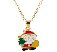 Feng Shui， Reindeer and Festive Figure Necklace Yuletide Hand-Painted Enamel Bells Artisan Craft Jewelry Gift for Close Companions