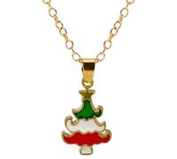 Feng Shui， Reindeer and Festive Figure Necklace Yuletide Hand-Painted Enamel Bells Artisan Craft Jewelry Gift for Close Companions
