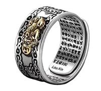 Feng Shui Ring Adjustable Pixiu Ring Lucky Good Luck Ring Mantra Protection Wealth Ring for Men and Women