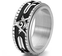 Feng Shui， Rotating Masonic Titanium Steel Ring for Men Punk Secret Society Jewelry Stackable Gothic Ring Gift for Him
